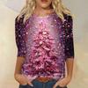 Женская модная повседневная свободная футболка с круглым вырезом и рукавами 3/4 с принтом, женский топ