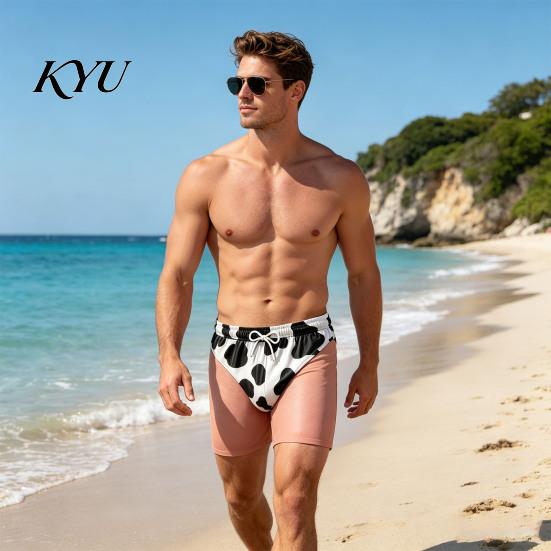 Breathable Lightweight Summer Shorts Men Hairy Butt Shorts, Funny Booty Print Beach Realistic Comfortable Elastic Waist Swim 3D Briefs Patriotic