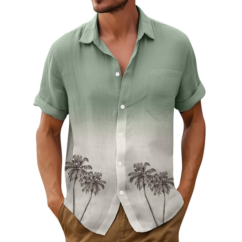 Гавайская рубашка для мужчин, мужские винтажные рубашки для боулинга на пуговицах, летняя пляжная рубашка с коротким рукавом