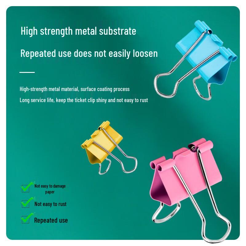Deli 32mm Assorted Color Metal Binder Clips, 24-Count