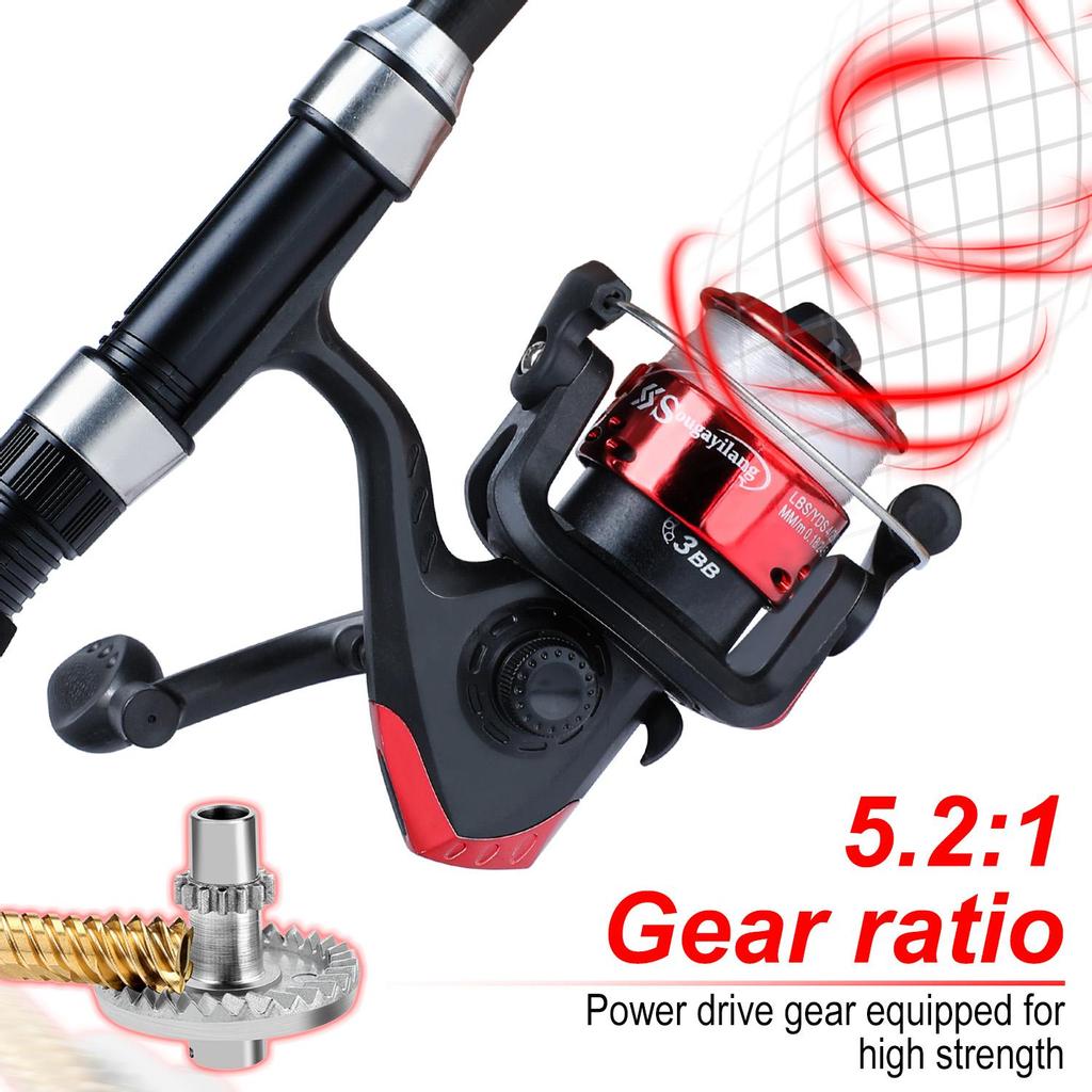 SOUGAYILANG Spinning Fishing Rod Reel Set Carbon Fiber Pole with Spinning Fishing Wheel for Freshwater Saltwater Fishing