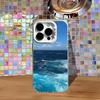 Blue Sea Waves Phone Case For iPhone 16,15,14,13,12,11,Pro,XS,Max,Plus,Mini,SE4,E White Matte Shockproof Cover