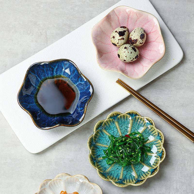 Japanese Retro Ceramic Dipping Dish for Seasoning, Snacks, and Soy Sauce