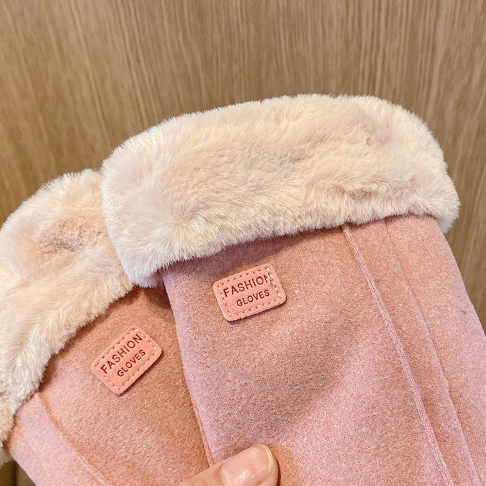 Thick Winter Gloves Velvet Women Mittens Skiing Plush Gloves  Girls
