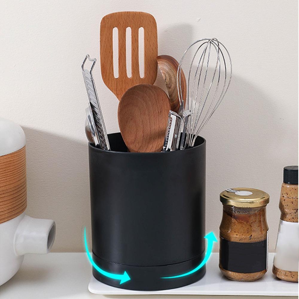 Modern 360 Degree Rotatable Utensil Holder PP Material Black/Red/White Chopstick Basket Kitchen Organizer For Home Kitchen