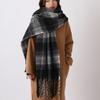 Retro Mohair Plaid Wool Scarf Tassel Thicken Winter Cashmere Scarves Solid Color Plush Long Shawl Student