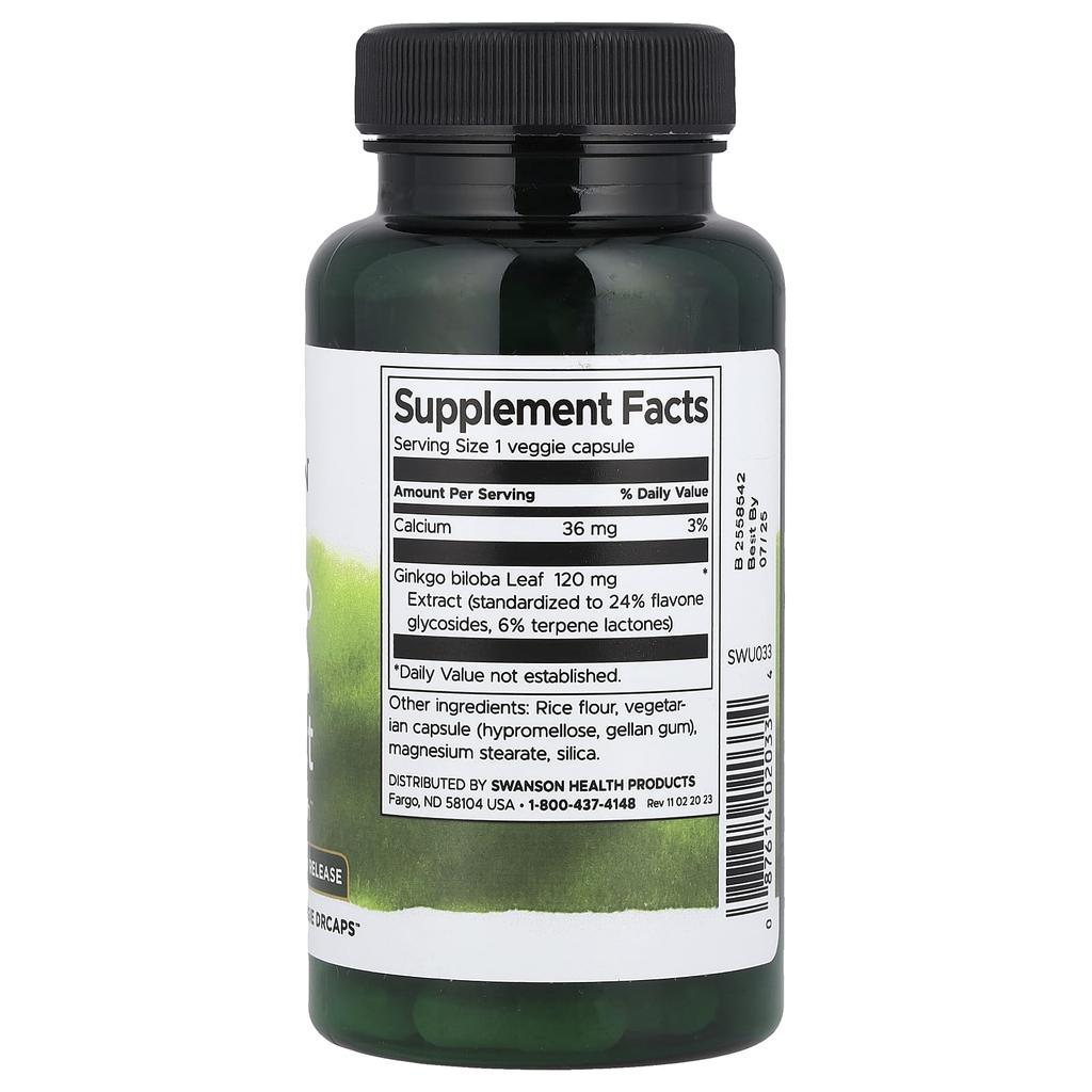 Ginkgo Biloba Extract, 120Mg, 100 Veggie Caps (Drcaps)