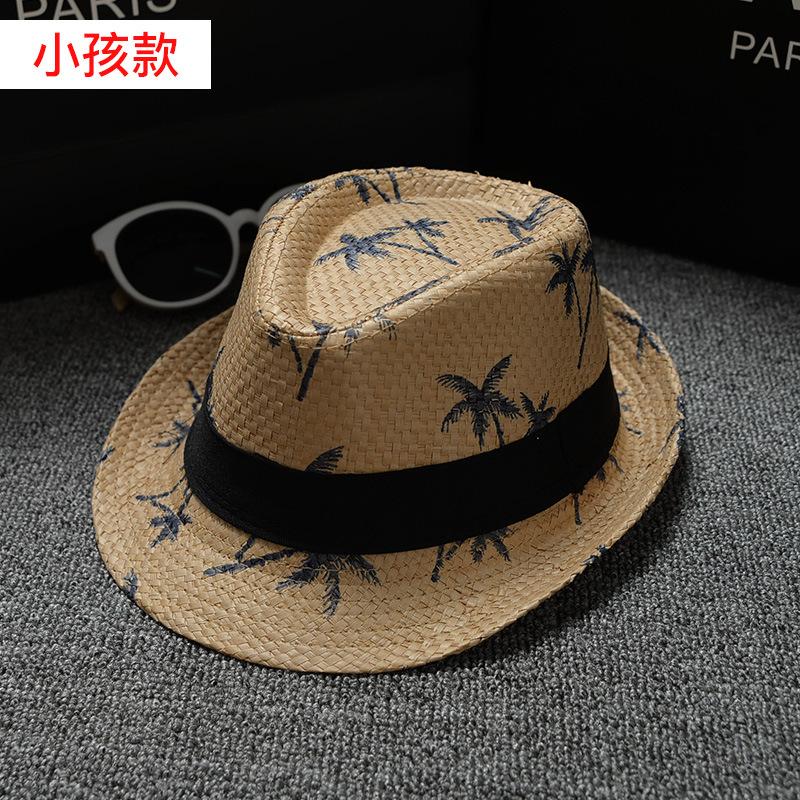 Модель «родитель-ребенок», шляпа Beach Wind Travel Coconut Tree Printed Papyrus Jazz Hat, шляпа-панама Seaside Sun для мужчин и женщин