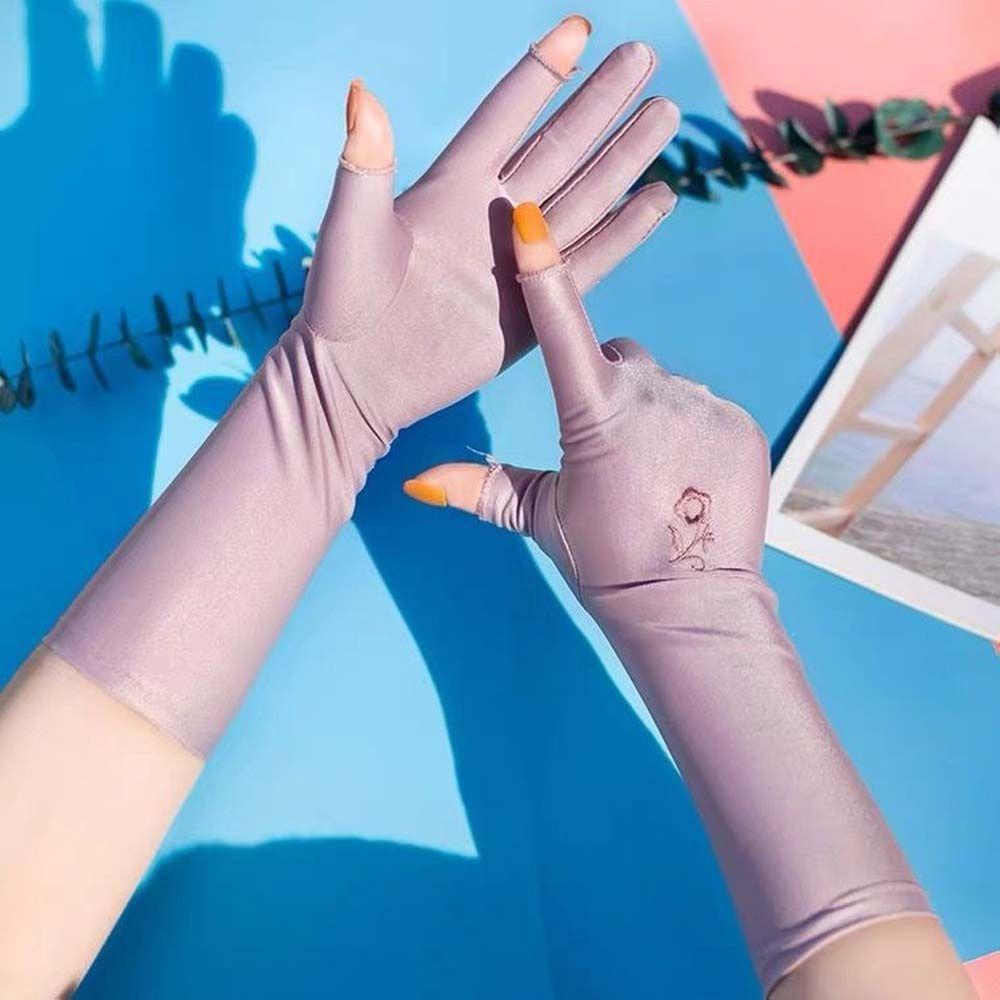 Перчатки для спорта на открытом воздухе Женские перчатки с цветами Защита от солнца Покрытие из ледяного шелка Варежки
