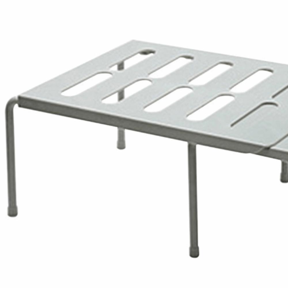15.94-26.77inch Stackable Shelf White/Gray Kitchen Storage Rack Sturdy Narrow Shelf For Bathroom