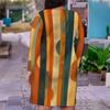 Women Plus Size V Neck Long Sleeve Printed Fitted Straight Hem Dress