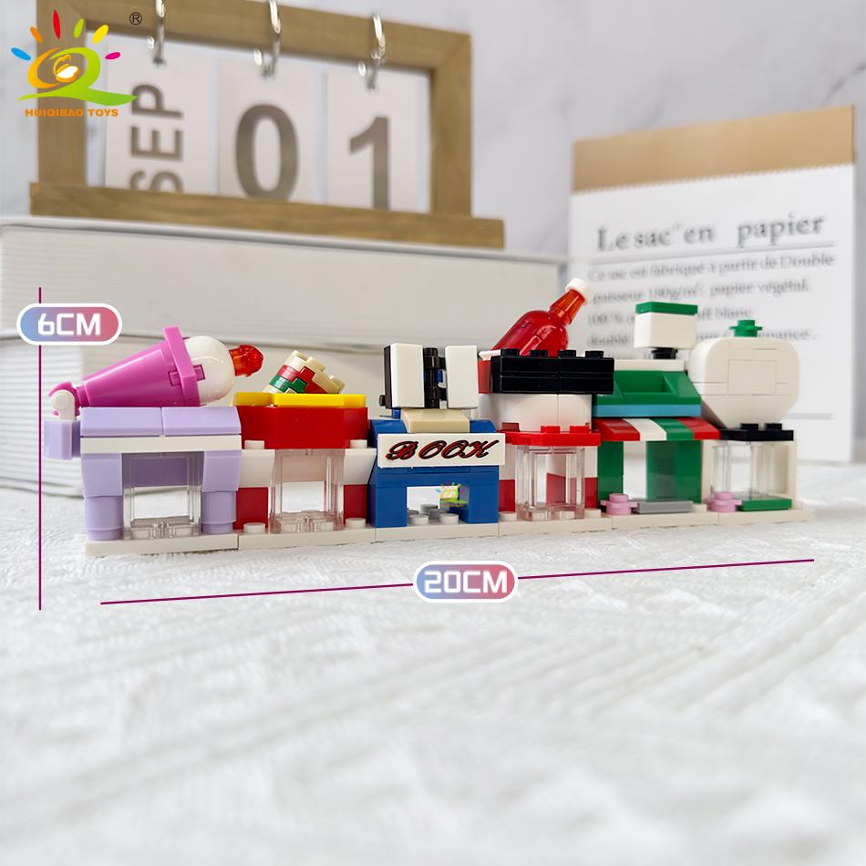 Moc Architecture Street View Building Blocks Food Store Restaurant Room Children City Construction Brick Toy Set Gift