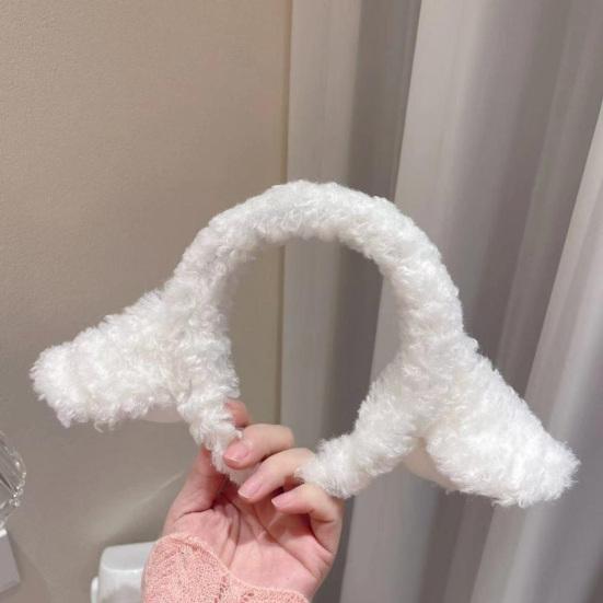 Обруч для волос с дизайном овечьих ушей, плюшевая повязка на голову с бантом и колокольчиком, белая повязка для волос, аксессуары для мытья волос