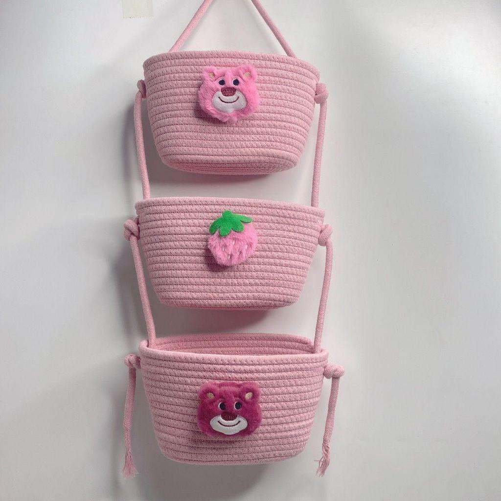 Cotton Thread Wall Hanging Basket for Dormitory Storage
