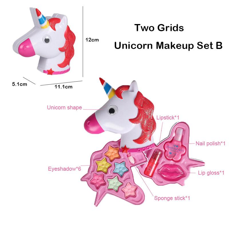 Детский набор для макияжа, косметические наборы принцессы, коробка для макияжа с единорогом, безопасная моющаяся, ролевые игры, игрушки для макияжа для девочек, детский набор для макияжа