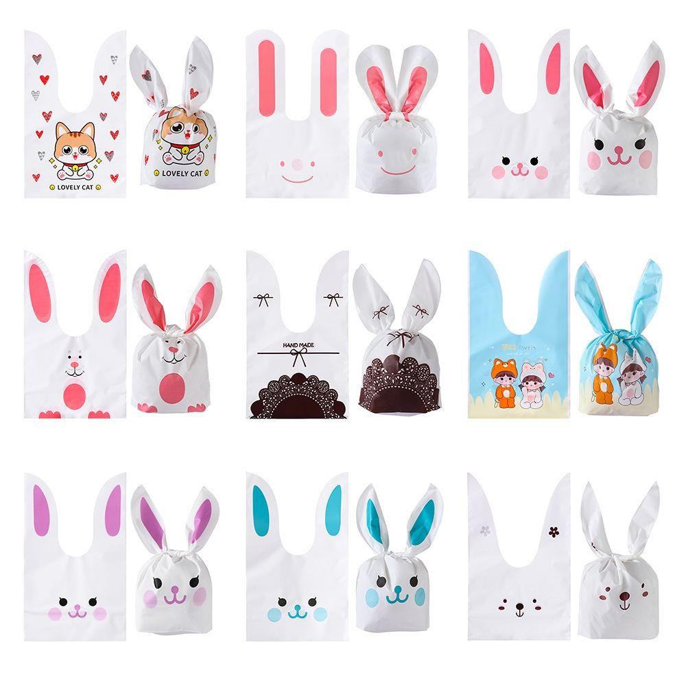 10 шт. Милый карман для хранения, принадлежности для вечеринок, упаковка для печенья, пакеты для печенья с кроликом, пакет для конфет, пасхальный кролик