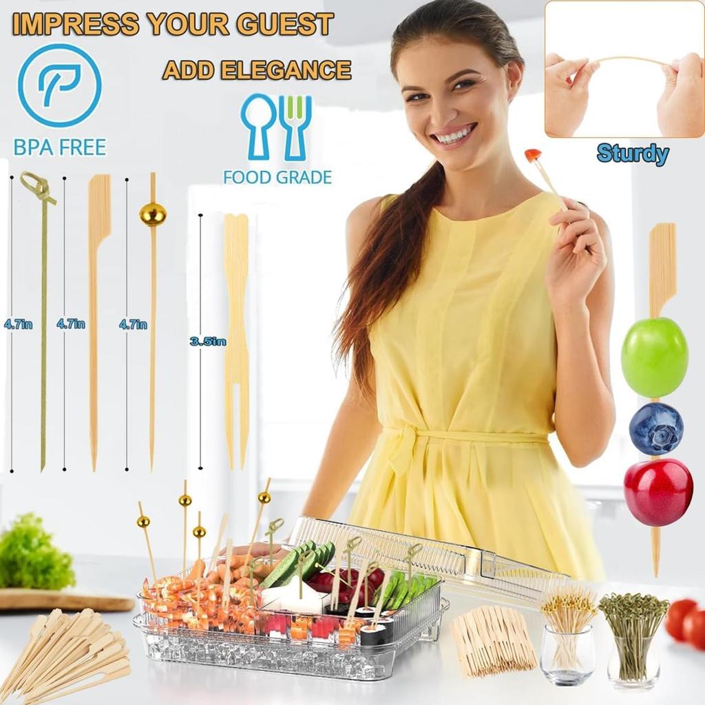 400 Cocktail Picks Bamboo Skewers for Appetizers,Fancy Toothpicks for Appetizers 4.7"Eco-Friendly Cocktail Toothpicks for Food Sticks Party Drinks