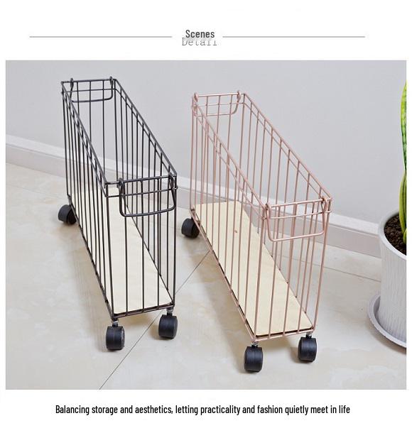 Nordic Style Iron Storage Basket with Wheels for Books, Snacks, Magazines, Yoga Mats & Sports Equipment