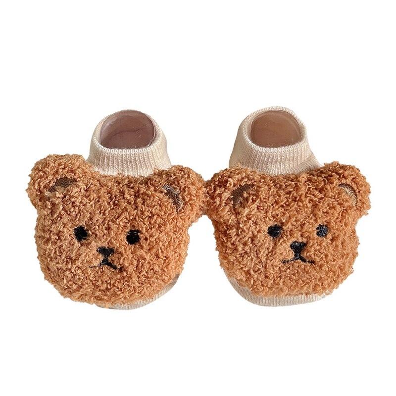 1 Pair Infant Baby Sock Cute Cartoon 3D Bear Short Sock for Toddler Baby Boy Girl Spring Summer Non-slip Floor Sock for Kids