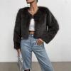 Womens Short Faux Fur Coat Winter Warm Long Sleeve Open Front Fashion Outerwear