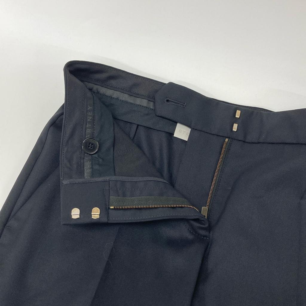 Stella Mccartney 531844 Black Wool Side Zip Center Pleated Tapered Slacks Bottoms 34 blackUsed