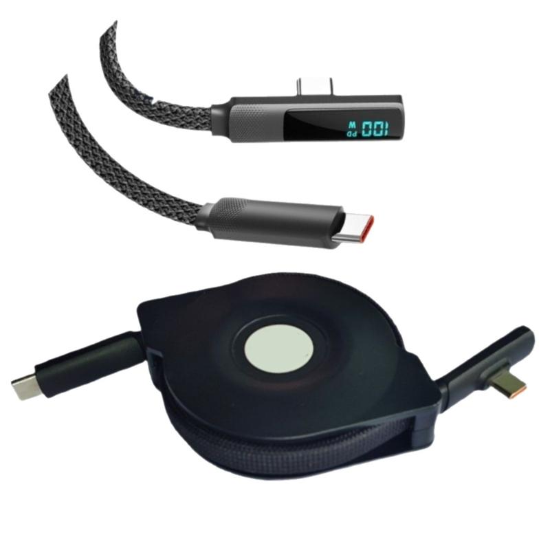 Удобные для путешествий USB C Зарядные устройства Кабель 100 Вт Быстрая зарядка Телескопический шнур Для мобильных телефонов Ноутбуков Аксессуары