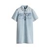 Summer New Women clothes Cotton Blended Fold Collar Short sleeve A Word Shirt Style Demin dress 1274311
