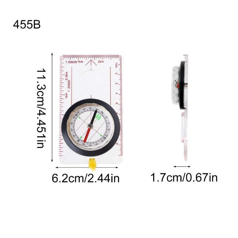 Компас для ориентации, Масштабная линейка-компас для туристической навигационной карты, Многофункциональный компас-лупа для чтения карт