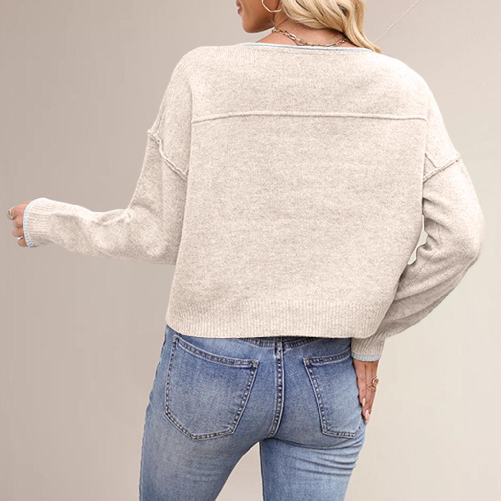 Женский модный повседневный пуловер с круглым вырезом, колор-блоком, свободного кроя, на все случаи жизни