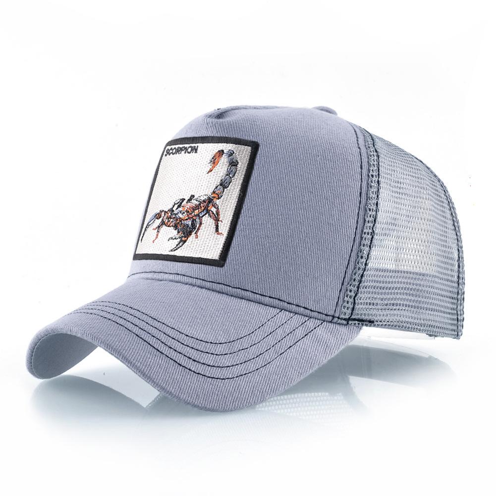 Кепка Тракер Четыре Сезона Мужская Женская Snapback Хип-Хоп Бейсболка С вышивкой скорпион нашивка Регулируемый козырек