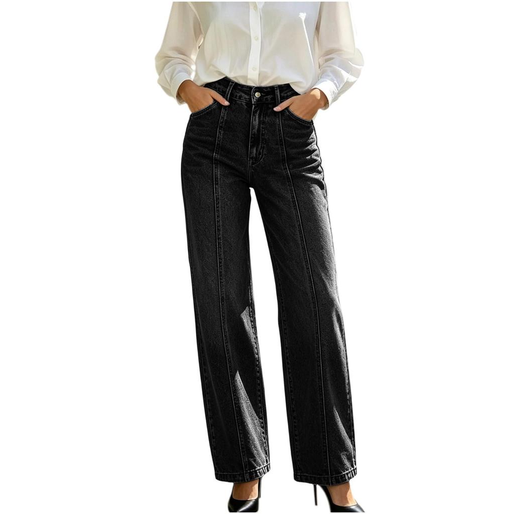 Women's Casual Loose Fit Straight Leg Jeans, Relaxed Denim Pants for Everyday Wear