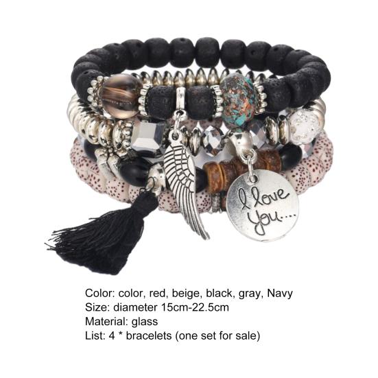 4 шт./компл. браслеты из бисера в богемном стиле, штабелируемый многослойный современный красивый браслет-подвеска