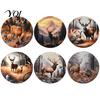 Anti-scratch Furniture Countertop Protectors Retro Elk/Vinyl Record Coasters, Decorative Wooden Cup Mats, Insulated Table Wilderness Landscape Pattern