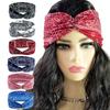 Retro Wide Brimmed Cross Headband with Amoeboid Print Headband Sporty Casual Elastic Quick Drying Headband