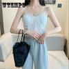 Lace Embroidery Flower Elastic Back One-Piece Tank Tops Crop Tops Women Thin Camis Wrap Chest Tube Top Summer Thin Top