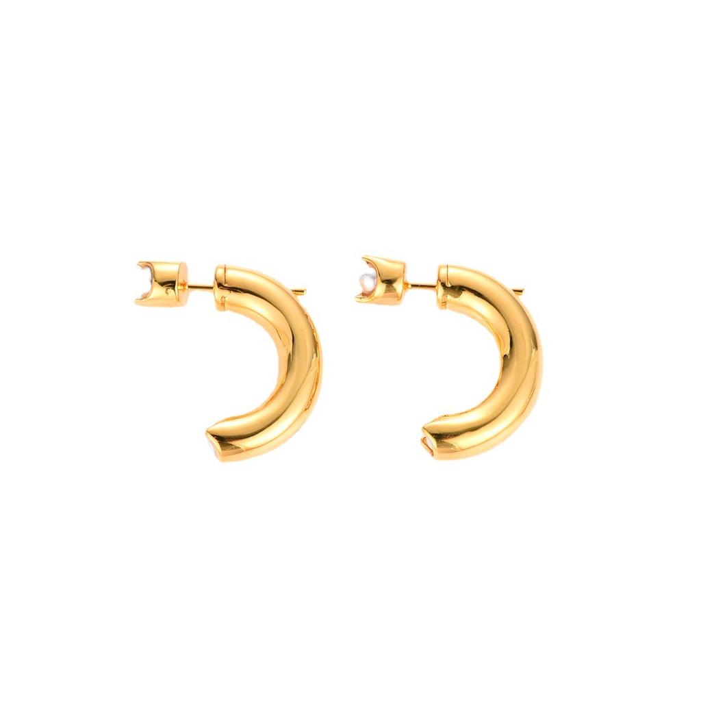 Серьги-пусеты в форме полукруга с жемчугом, нишевый дизайн, простые и универсальные, мгновенно придают милый вид, серьги для стильных девушек, для женщин