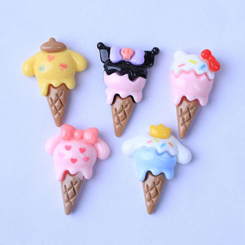 10 Pcs New Cute Bright Surface Cartoon Animal Ice Cream Resin Scrapbook Diy Jewelry Wedding Hairpin Accessories A84