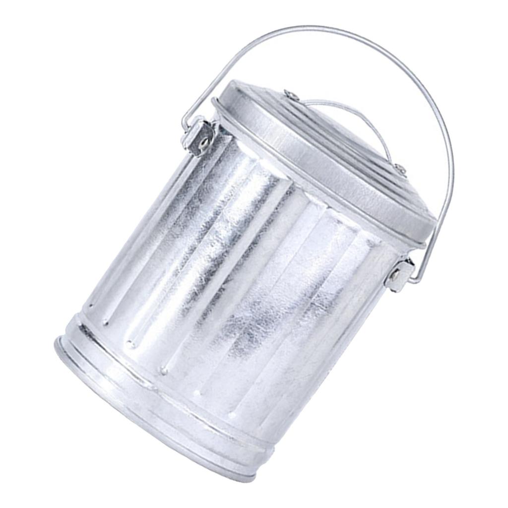 Simple Galvanized Iron Ashtray with Lid for Home Office and Bedside Use Stylish Desktop Trash Bin Ash Holder Practical