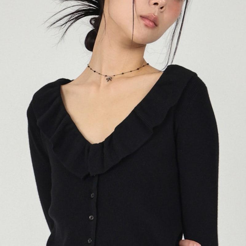 URBANIA Black Ribbon Bead Necklace DDA0047