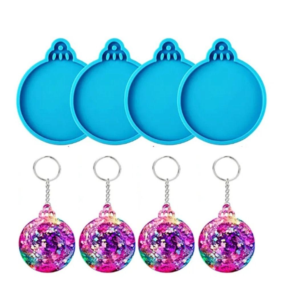 Round Shape Pendant Epoxy Resin Molds Keychain Making Silicone Mould Creative Keychain Molds