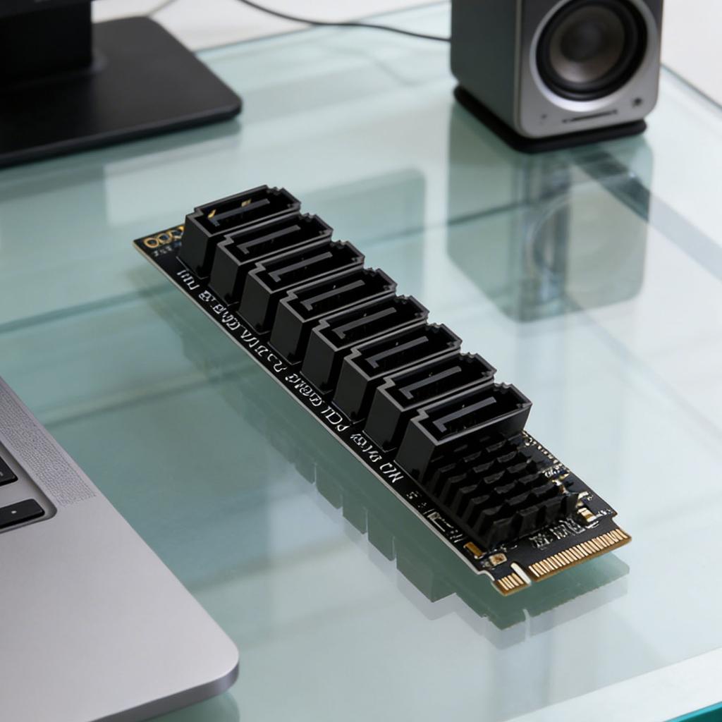 Адаптер M.2 на SATA ASM1166 6 Гбит/с 8 портов M.2 M KEY NVMe в SATA Конвертер с умным индикатором Инструменты в комплекте для настольного ПК