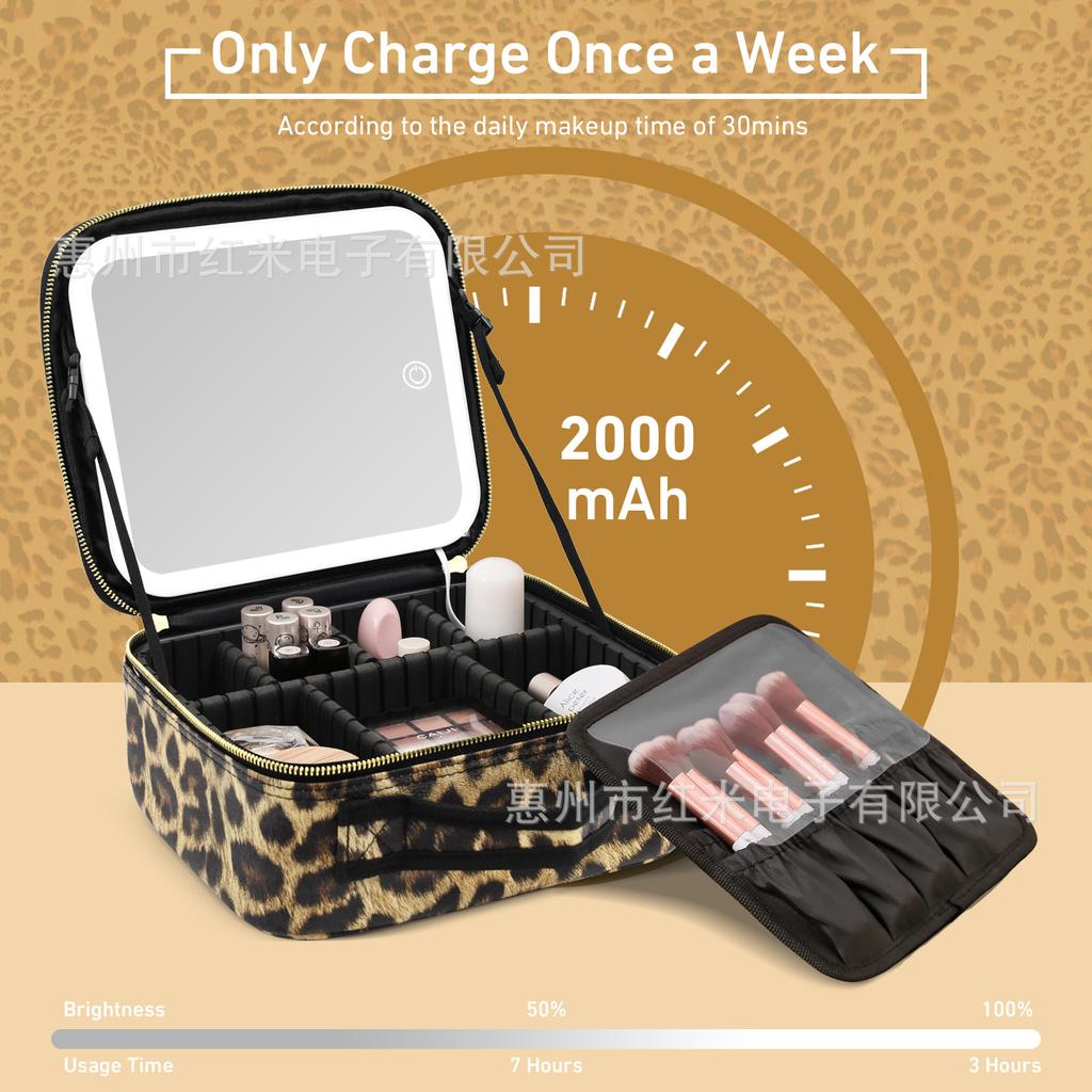 Новая умная косметичка со светодиодной подсветкой и большим зеркалом, водонепроницаемый дорожный косметичка из искусственной кожи для женщин