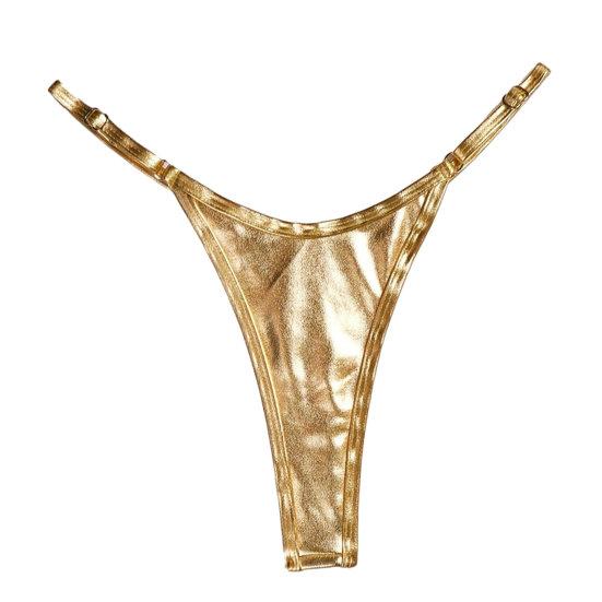 Женские стринги, глянцевые, треугольной формы, однотонные, эластичные, мягкие, средней длины, с регулируемым ремешком