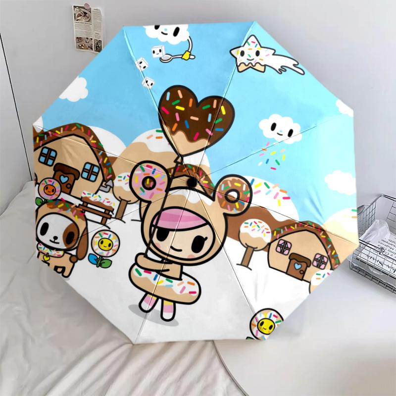 Узор TOKIDOKI, автоматический складной зонт, портативный и складной дизайн, 8 спиц, рождественский или день рождения подарок.