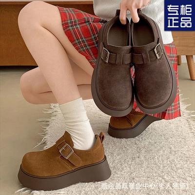 Ретро модная платформа повседневная обувь женская новая весенняя универсальная круглая голова маленький человек увеличение роста британский стиль одинарная обувь