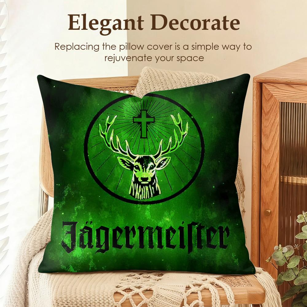Fashion JJaegermeisterS Cushion Cover Natural Linen Organic Fabric DoubleSided Printing Sofa Home Decor Gift Pillow Case