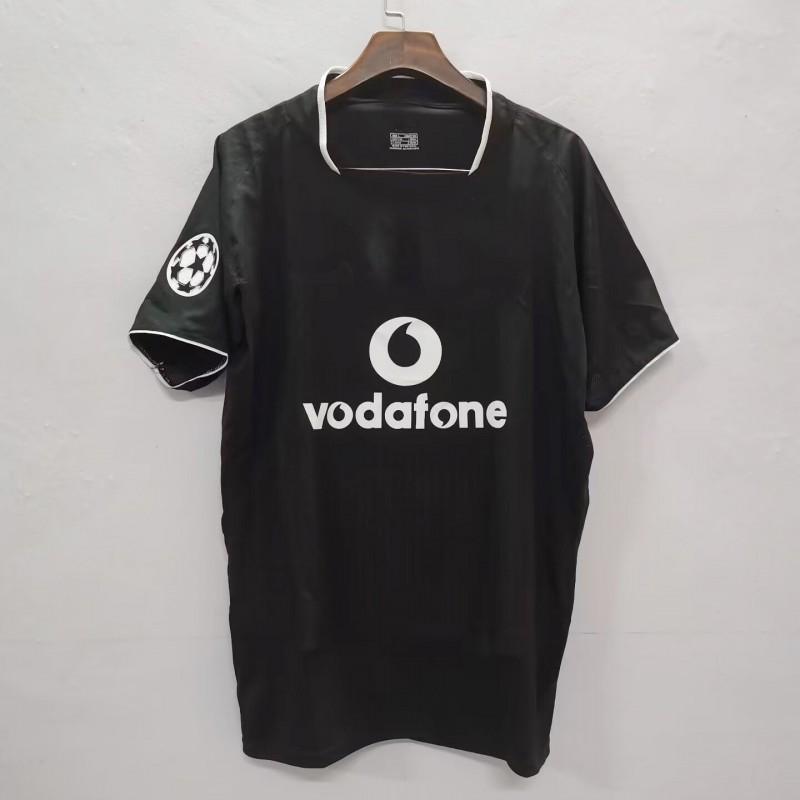 03-04 Manchester United Away Jersey C Ronaldo 7 Van Nistelrooy 10 Retro Black Soccer Training Shirt