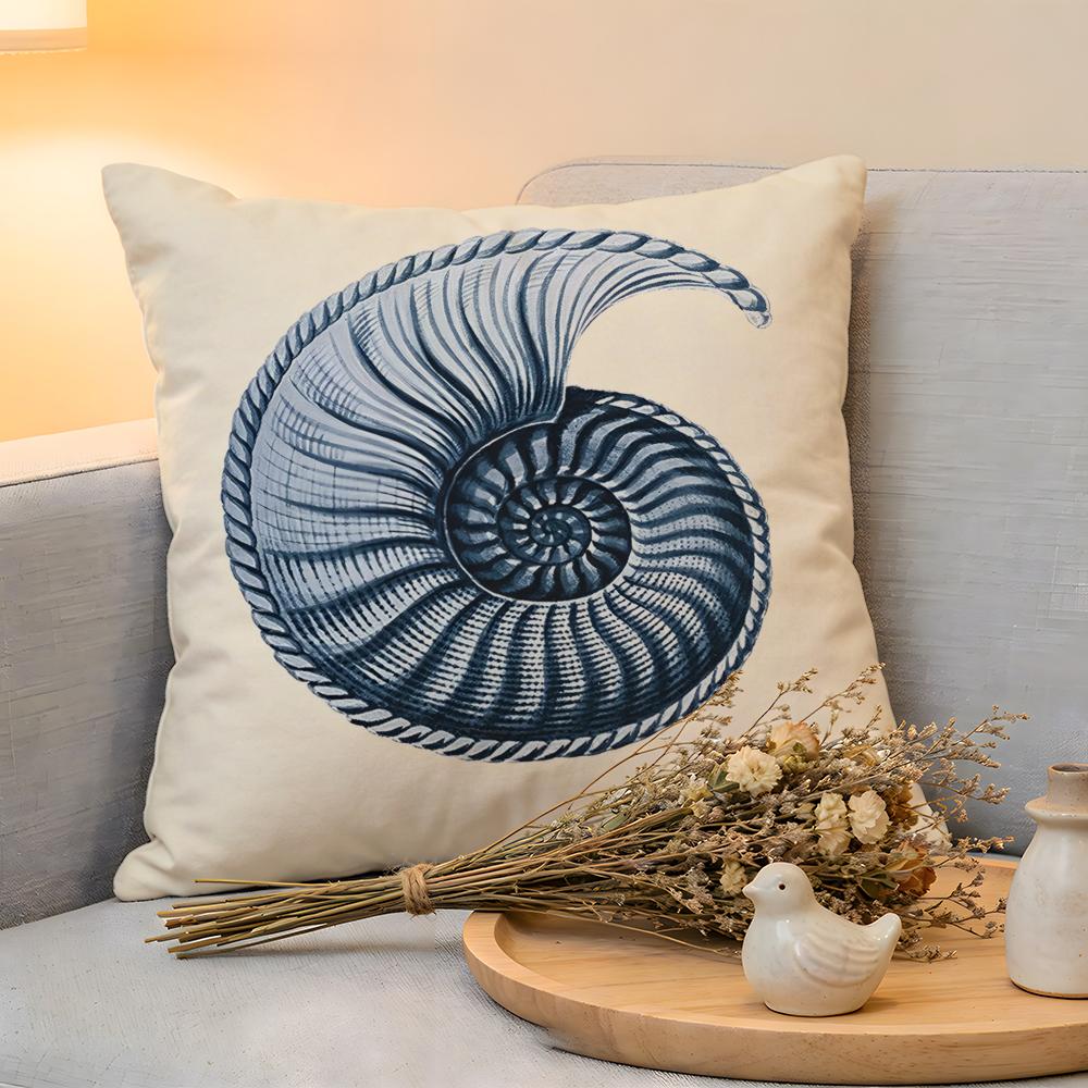 Cushion Cover Linen SkinFriendly Soft Decorative Case For Sofa Home Decor Blue Sea Creature Coral Shrimp Pillow cover