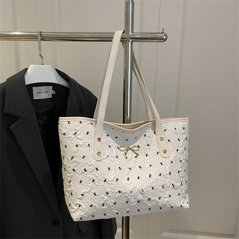 Сумка через плечо с принтом милого бантика, большая вместимость, модная женская сумка-тоут, сумка под мышку, сумка для путешествий, подарки на день рождения