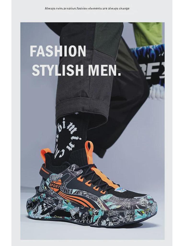 Trendy Men's Summer Flying Woven Blade Running Shoes - Large Size, Fashionable Korean Style